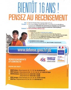 Bientôt 16 ans ! Pensez au recensement.
