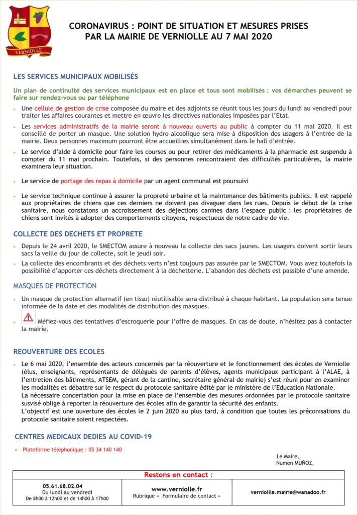 Mairie – info du 7 mai